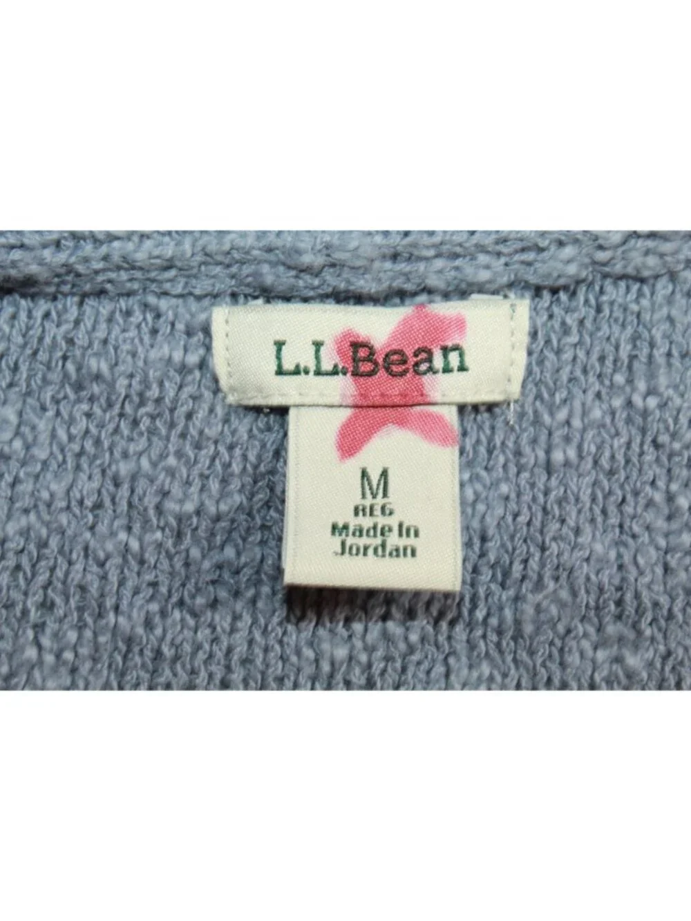 LL Bean Midweight Cotton Slub Sweater Henley Short Sleeve Soft Indigo Medium - Picture 7 of 11